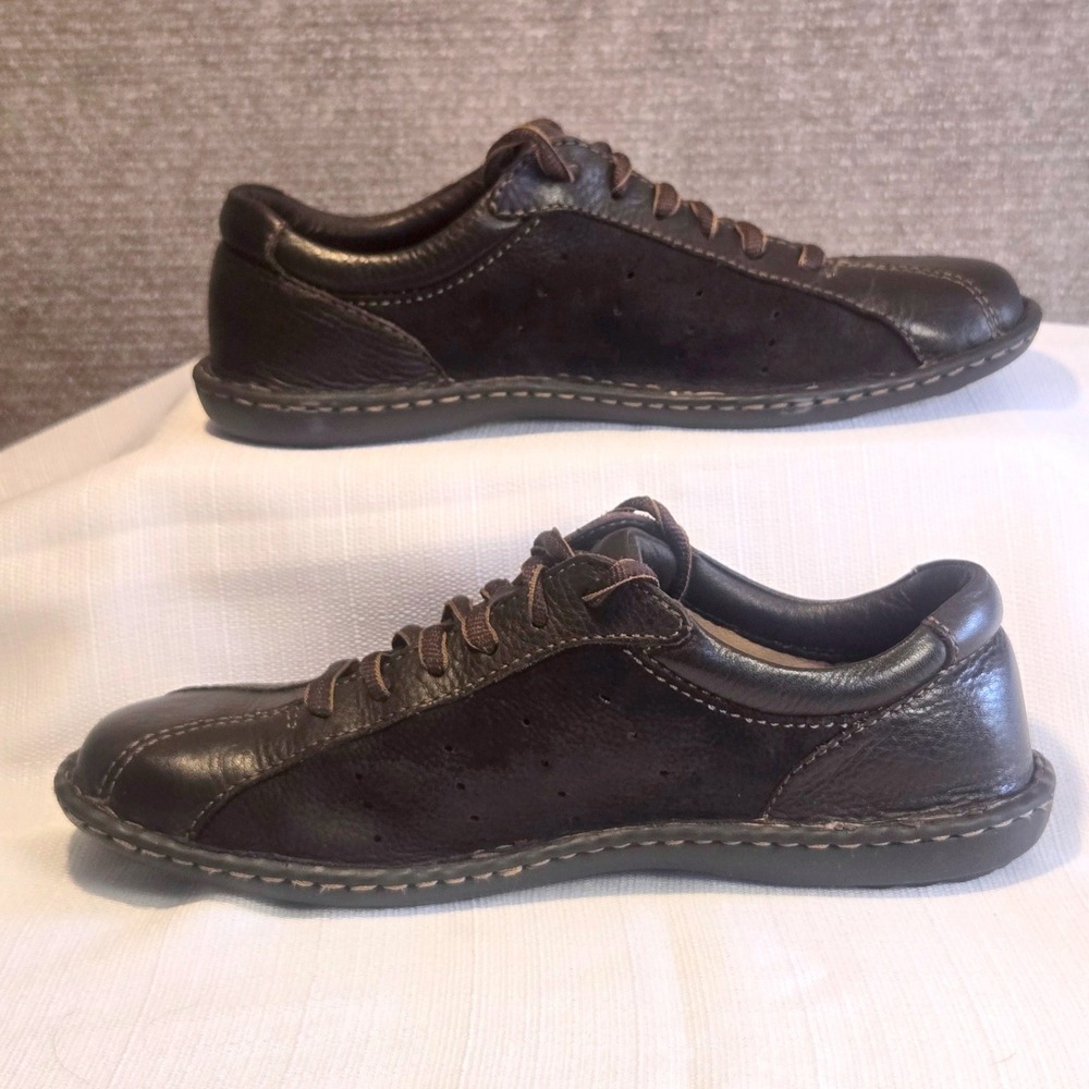 Born Womens 8.5 Dark Brown Leather Lace Up Walking Shoes W61015 Comfort Sneakers